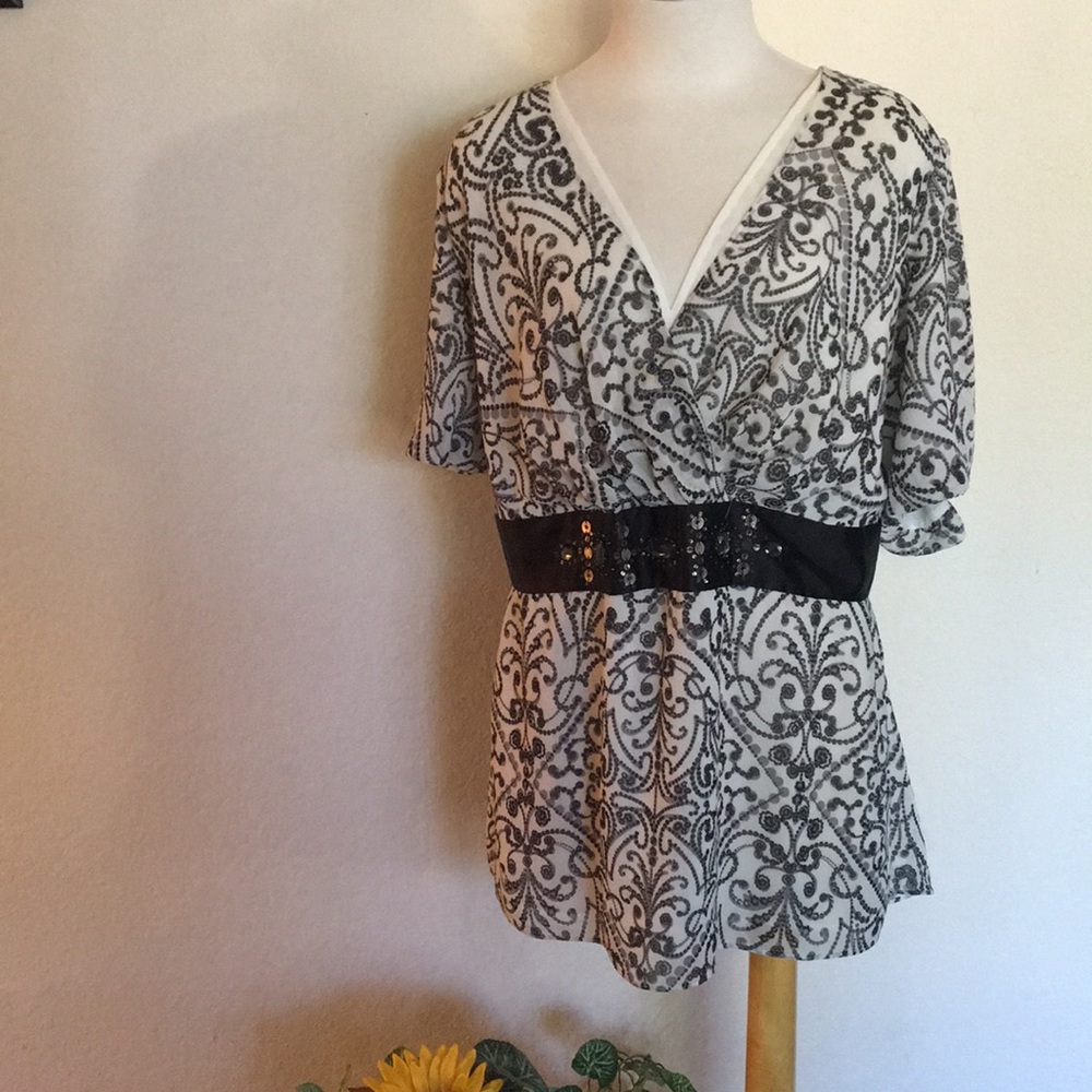 Lane Bryant Gem Satin Belt Blouse 22/24W